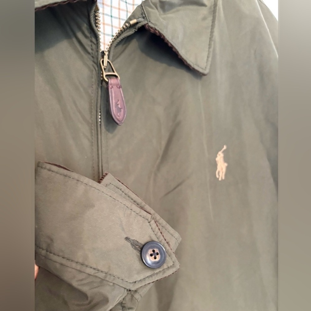 NWOT Vintage Y2K Men’s Polo Ralph Lauren Olive Leather Trim Jacket Size XL sku79 - Picture 5 of 10